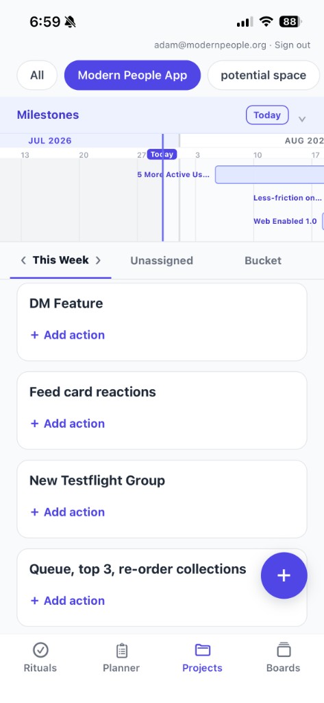 Cadence mobile app Projects view